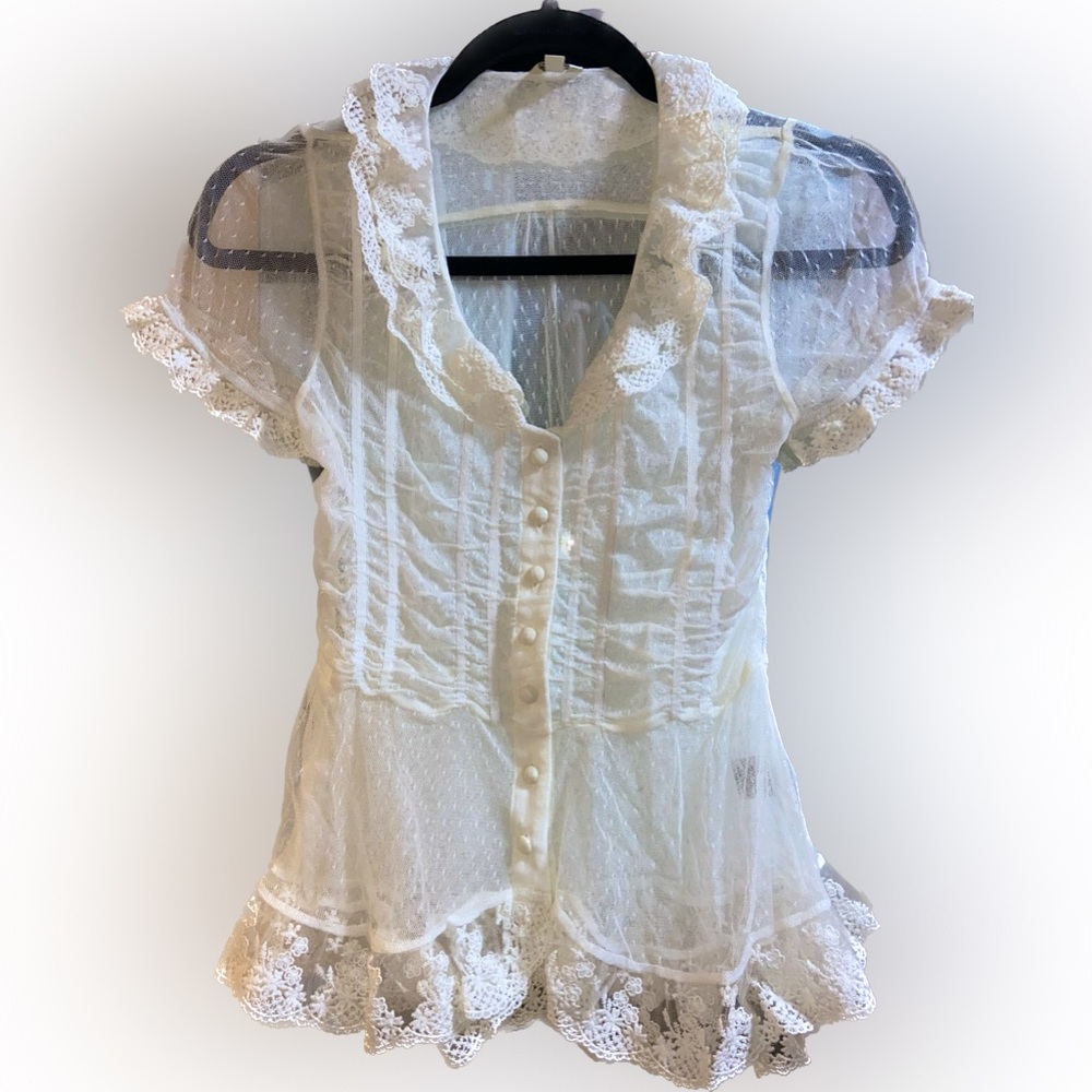 Vintage lapis embroidered top